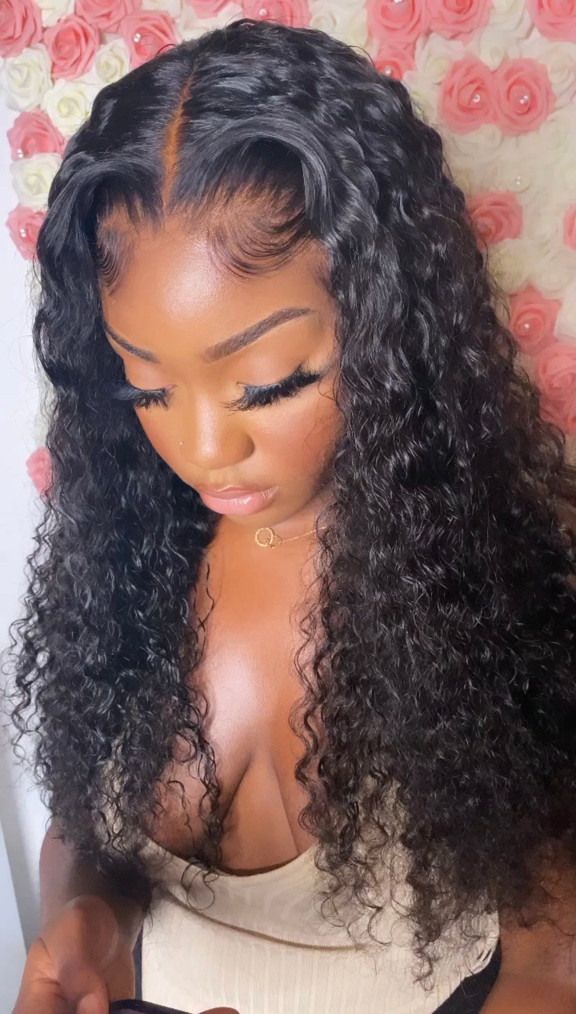 Long straight lace front wig styled by Beautybybeckssss